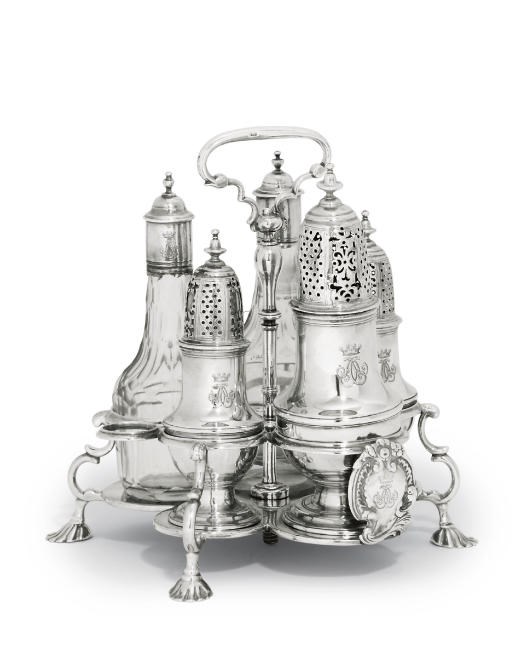 A GEORGE II SILVER WARWICK CRUET
