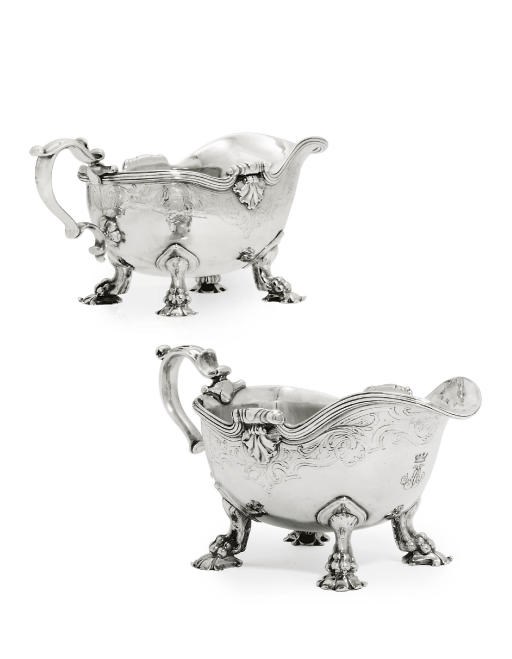 A PAIR OF GEORGE II SILVER SAUCEBOATS
