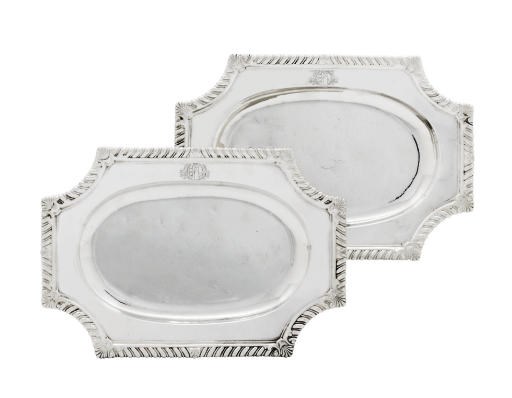 A PAIR OF GEORGE II SILVER MEAT-DISHES