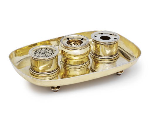 A GEORGE I SILVER-GILT INKSTAND