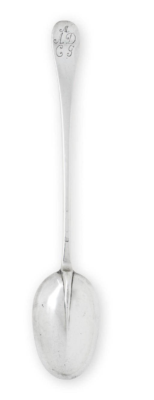 A GEORGE I SILVER BASTING-SPOON