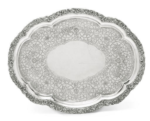 A CHINESE EXPORT SILVER TRAY