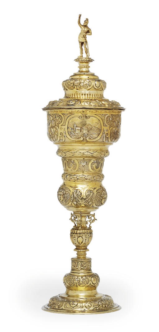 A GERMAN SILVER-GILT CUP AND COVER
