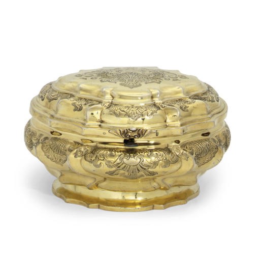 A LARGE GERMAN SILVER-GILT SUGAR-BOX AND COVER