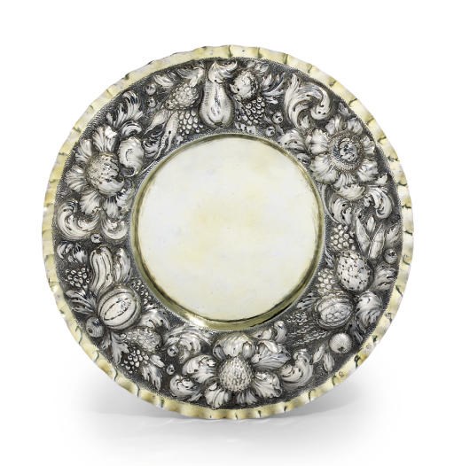 A GERMAN PARCEL-GILT SILVER STAND