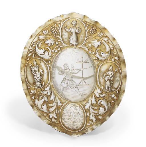 A GERMAN PARCEL-GILT SHOOTING PLAQUE