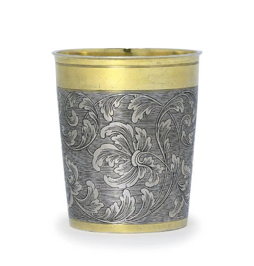 A GERMAN PARCEL-GILT SILVER BEAKER