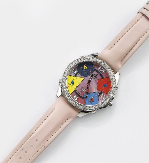 OROLOGIO IN ACCIAIO, SMALTI E BRILLANTI, JACOB