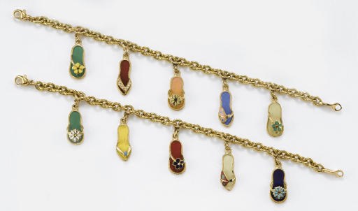 COPPIA DI BRACCIALI IN ORO E SMALTI