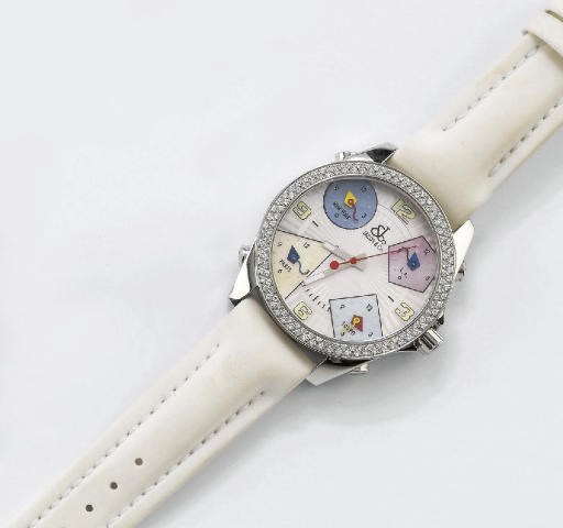OROLOGIO IN ACCIAIO, MADREPERLA, SMALTI E BRILLANTI, JACOB