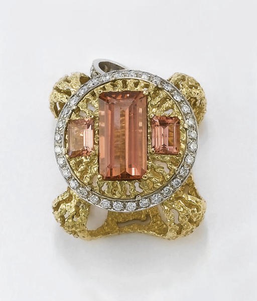 PENDENTE CON TORMALINE E DIAMANTI
