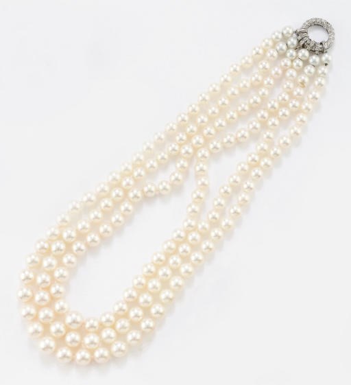COLLANA CON PERLE COLTIVATE E DIAMANTI