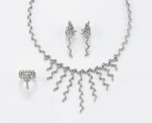 PARURE IN ORO BIANCO E BRILLANTI, FIRMATA PASQUALE BRUNI