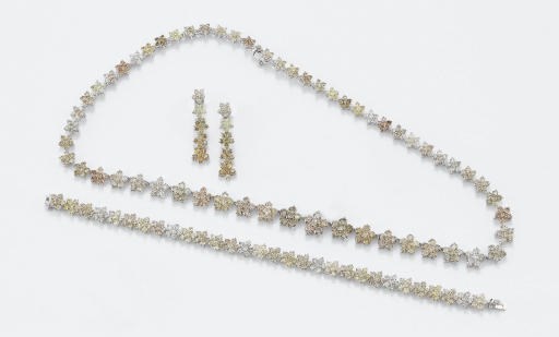 PARURE IN ORO E BRILLANTI COLORATI