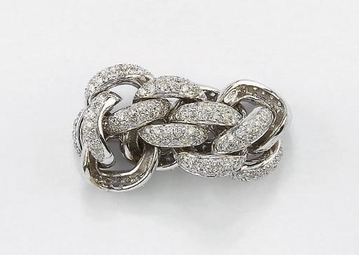 ANELLO A FASCIA SEMISNODATA IN ORO E DIAMANTI