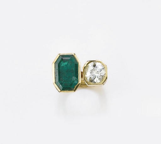 ANELLO CON SMERALDO E BRILLANTE