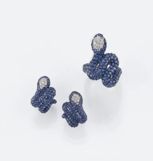 DEMI PARURE IN ORO CON ZAFFIRI E BRILLANTI