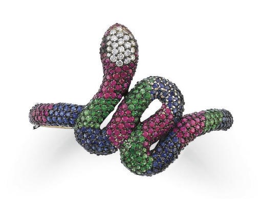 BRACCIALE IN ORO CON BRILLANTI E PIETRE DI COLORE