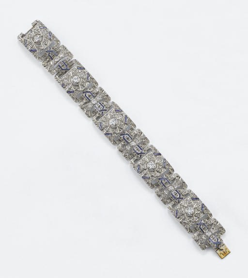 BRACCIALE IN ORO CON BRILLANTI E ZAFFIRI SINTETICI