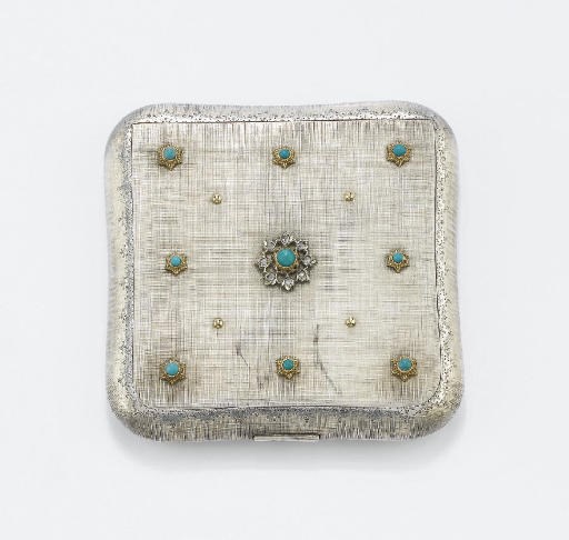 PORTACIPRIA CON TURCHESI E DIAMANTI, FIRMATO M. BUCCELLATI