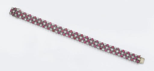 BRACCIALE A FASCIA SEMISNODATO IN RUBINI E DIAMANTI