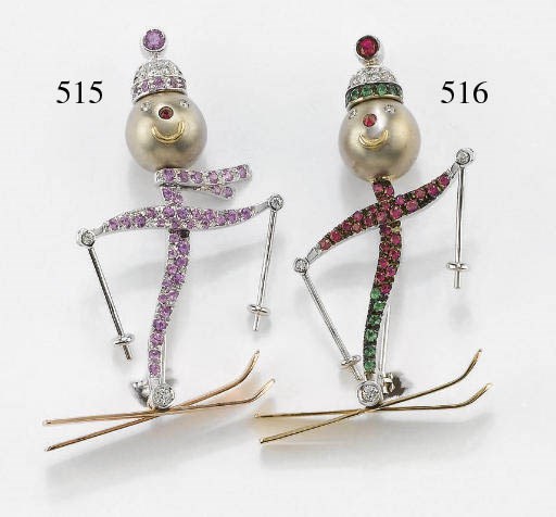 SPILLA IN ORO BICOLORE, ZAFFIRI ROSA E DIAMANTI
