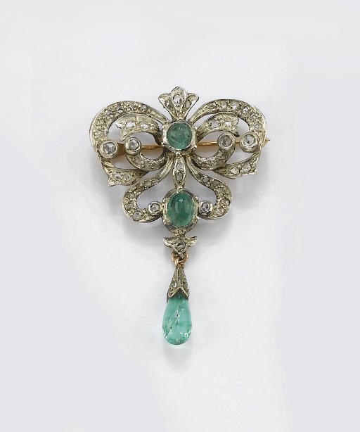 SPILLA CON SMERALDI E DIAMANTI