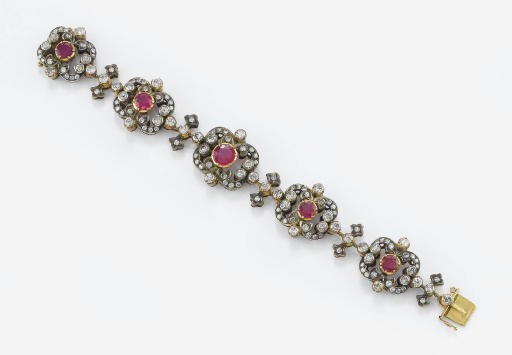 ANTICO BRACCIALE IN RUBINI E BRILLANTI
