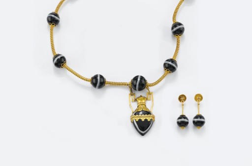 DEMI PARURE NEO-ARCHEOLOGICA CON AGATE
