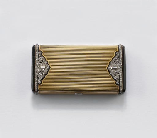 PORTACIPRIA ART DECO IN ORO, SMALTO E DIAMANTI, DI CARTIER