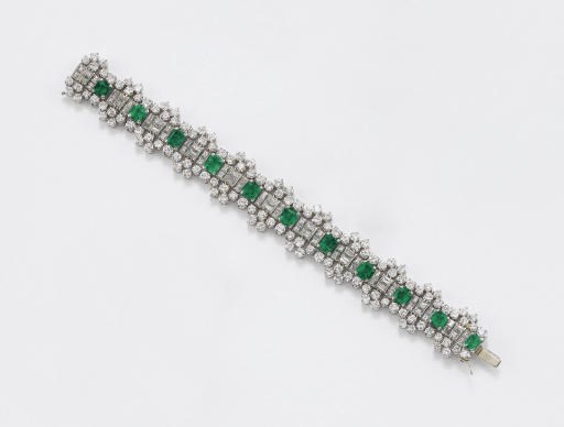 BRACCIALE IN PLATINO CON SMERALDI E DIAMANTI, FIRMATO CHANTECLER