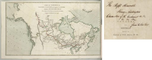 MACKENZIE, Alexander, Sir (1764-1820). Voyages from Montreal, on the River St. Laurence through the Continent of North America, to the Frozen and Pacific Oceans; In the Years 1789 and 1793. With a preliminary account of the Rise, Progress, and Present State of the Fur Trade of that Country. London: T. Cadell, W. Davies, Cobbett and Morgan, and W. Creech, 1801.