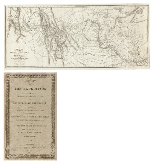 LEWIS, Meriwether (1774-1809) and William CLARK (1770-1838). History of the Expedition under the Command of Captains Lewis and Clark, to the Sources of the Missouri, thence across the Rocky Mountains and down the River Columbia to the Pacific Ocean. Performed during the years 1804-5-6. Philadelphia: [by J. Maxwell at New York for] Bradford and Inskeep, 1814.