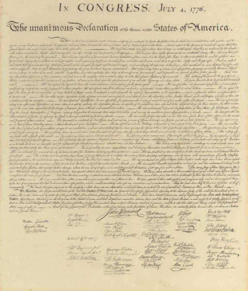 [DECLARATION OF INDEPENDENCE]. In Congress, July 4, 1776. The Unanimous Declaration of the Thirteen United States of America. When in the Course of Human Events... [Washington, D.C., engraved by W.I. Stone, 1823, printed by Peter Force, 1848].