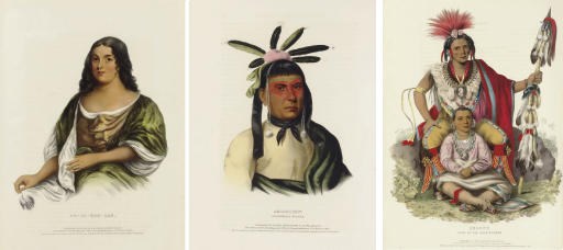 McKENNEY, Thomas L. (1785-1859) and James HALL (1793-1868). History of the Indian Tribes of North America. Philadelphia: Edward C. Biddle (vol. I) and Daniel Rice and James G. Clark, 1836-1842-1844.