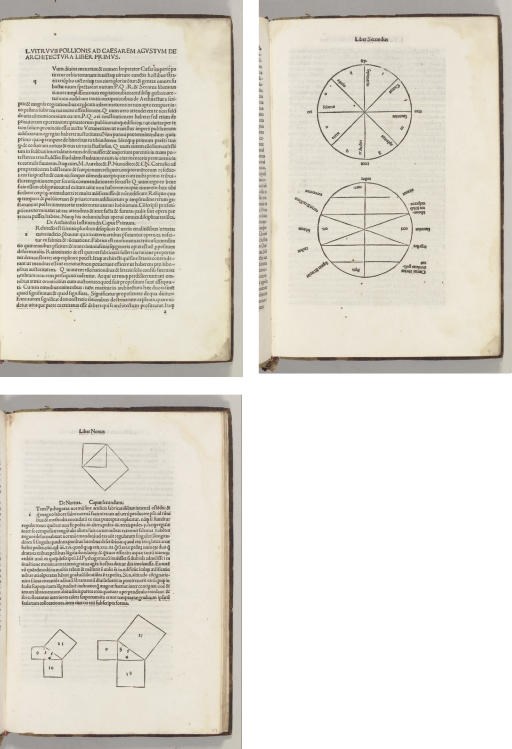 VITRUVIUS POLLIO, Marcus. De architectura. - Sextus Iulius FRONTINUS. De aquaeductibus. - Angelo POLIZIANO. Panepistemon. - Lamia. Edited by Julius Pomponius and Johannes Sulpitus. [Venice: Christophorus de Pensis, de Mandello] 13 Nov. 1495, with the colophons on 64a and 70b reading respectively: Florence, 1496; Venice, 13 Nov. 1495.