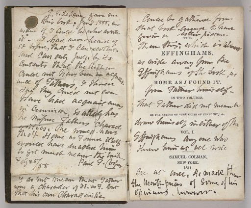 [JACKSON, Frederick]. The Effinghams, or Home as I Found It. New York: Samuel Colman, 1841.