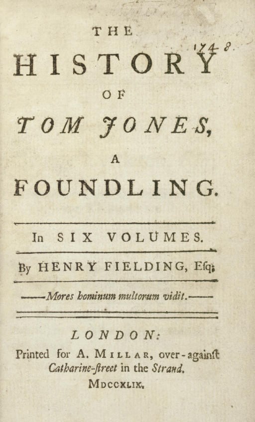 FIELDING, Henry (1707-1754). The History of Tom Jones, A Foundling. London: A. Millar, 1749.