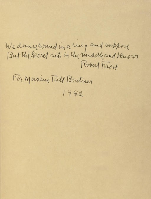 FROST, Robert (1874-1963). A Witness Tree. New York: Henry Holt and Company, 1942.