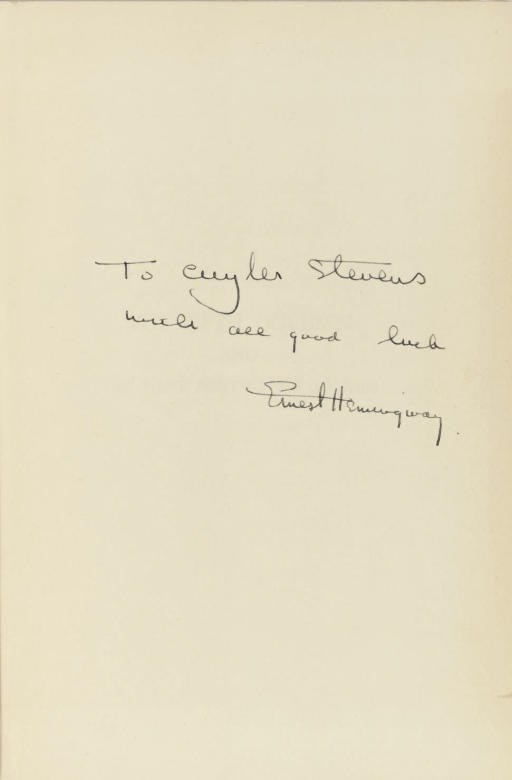 HEMINGWAY, ERNEST. The Fifth Column and the First Forty-Nine Stories. New York: Charles Scribner's Sons, 1938.