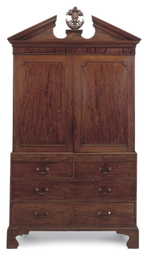 A GEORGE III MAHOGANY LINEN PRESS