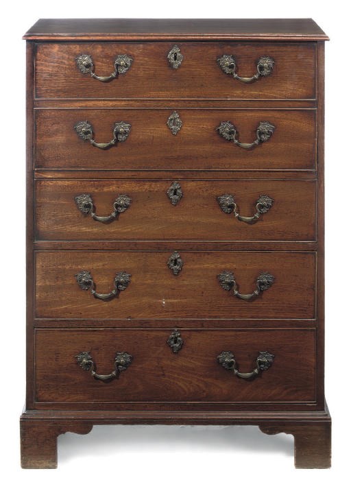 A GEORGE III MAHOGANY SECRETAIRE CHEST