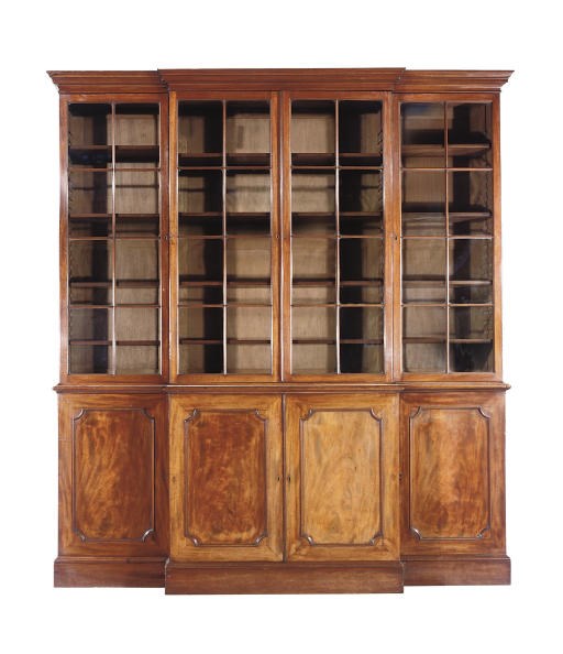 A GEORGE III MAHOGANY BREAKFRONT BOOKCASE