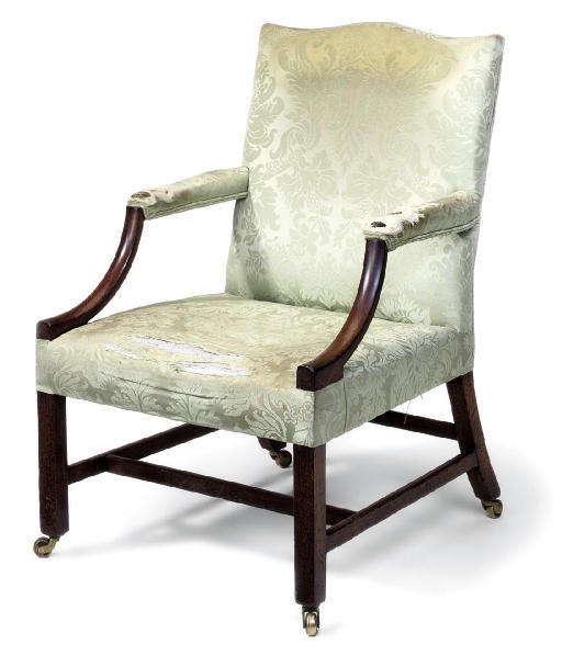 A GEORGE III MAHOGANY ARMCHAIR