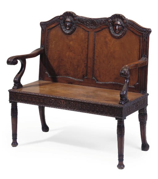 A MAHOGANY HALL BENCH