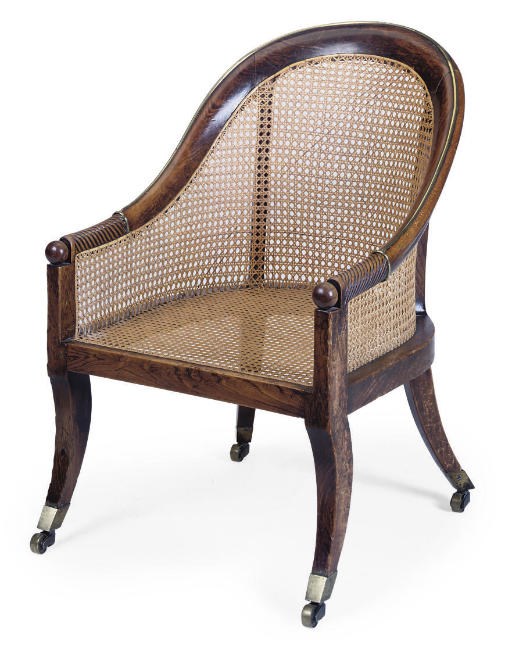 A REGENCY BRASS-MOUNTED SIMULATED ROSEWOOD BERGERE