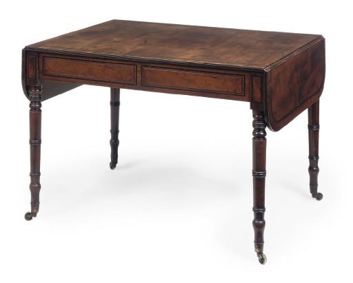 A REGENCY MAHOGANY AND EBONISED LINE INLAID SOFA TABLE