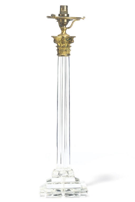 A LATE VICTORIAN OR EDWARDIAN CUT-GLASS TABLE LAMP