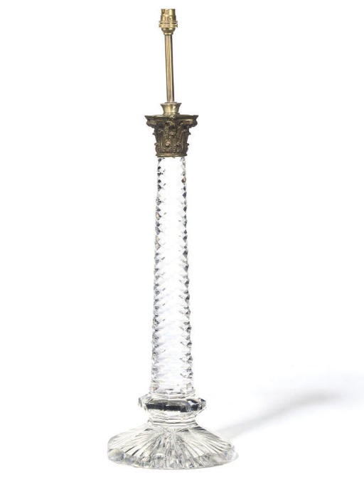 A CUT GLASS TABLE LAMP