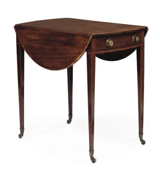 A GEORGE III MAHOGANY AND TULIPWOOD CROSSBANDED PEMBROKE TABLE